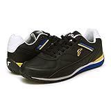 Goodyear Shift Racing Sneaker for Men, Pair, Athletic Auto Racing Footwear with Non-Slip EVA Rubber Soles, Vegan Leather Upper, Mesh Lining - Black/Royal/Yellow/Size: 7.5