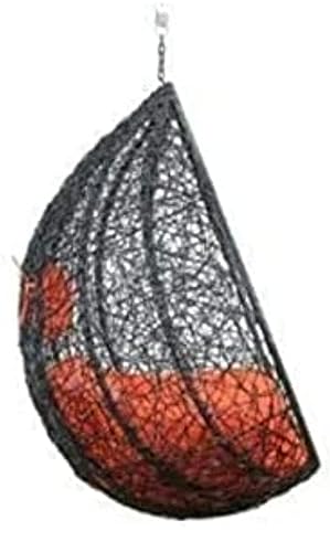 Image of Single Seater Swing Chair with Stand and Cushion Hammock Swing for Adult Outdoor Indoor Garden Living Room Balcony Hanging Chair (Black Orange)