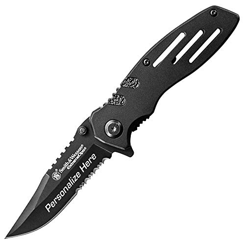 Smith & Wesson Custom Laser Engraved Extreme Ops Linerlock Knife SWA24S