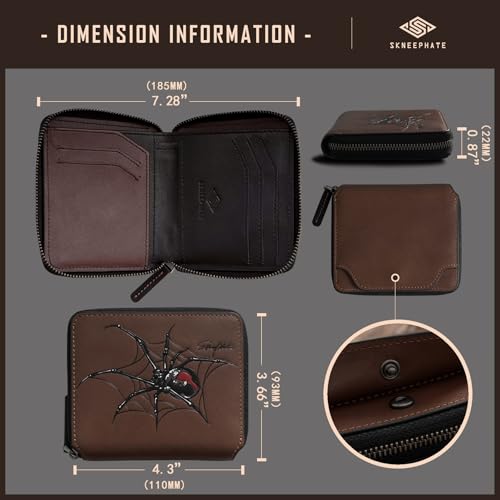 Zippered Wallets For Men Thin And Small Leather Zipper Wallet With Back Pocket RFID Blocking Gift Idea (coffee)4