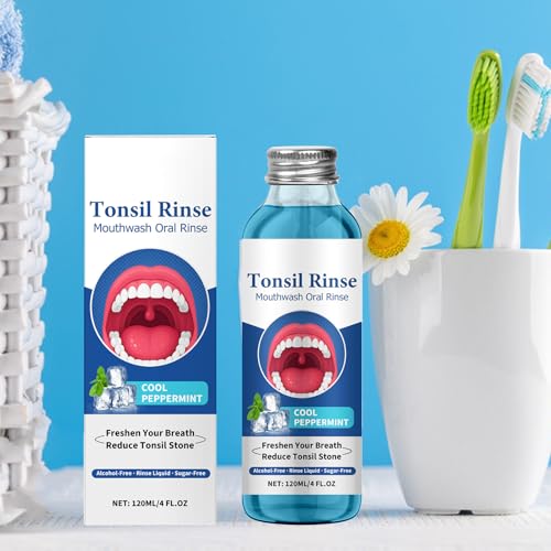 Tonsil Stone Mundspülung, 120 ml Tonsilenstein-Mundspülung oder Mundspülflüssigkeit zum Entfernen von Mundgeruch, Lufterfrischer-Flüssigkeit, empfindliche Zahnfleischpflege, Mundspülung, kein Brennen – Bild 4