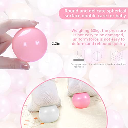 STARBOLO Ball Pit Balls - 100pcs BPA&Phthalate Free Non-Toxic Crush Proof Play Balls Soft Plastic Balls for Toddlers Baby Kids Birthday Pool Tent Party. (Pink & Beige & Clear & Sliver) - Thumbnail 3