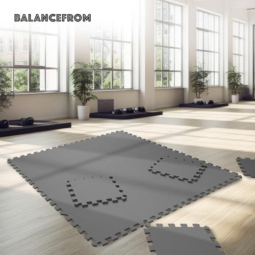 BalanceFrom Puzzle Exercise Mat with EVA Foam Interlocking Tiles for MMA, Exercise, Gymnastics and Home Gym Protective Flooring, 3/4" Thick, 24 Square Feet, Gray - Thumbnail 5