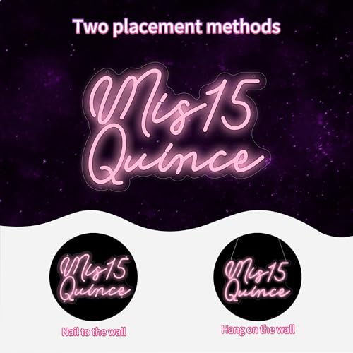 Image of Moneter Mis 15 Quinceanera Neon Signs for Wall Decor Neon Lights for Bedroom Led Signs Suitable for Quinceanera Christmas Birthday Party Unique Gift for Girls