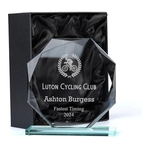 Personalised 15cm Jade Glass Cycling Trophy Cover