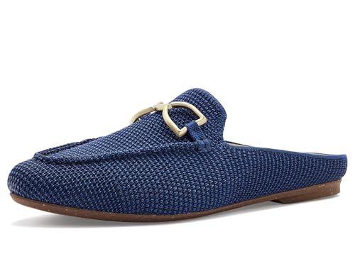 Rothy's Womens The Double Bit Loafer Mules Blue Raffia Knit 8 Medium