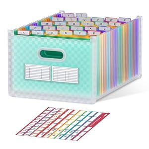 ThinkTex 26 Pockets Accordion File Organizer, Upright & Open Top, A-Z Colorful Tabs, Larger Capacity Expanding File Folder, Letter/A4 Size for School, Home and Office – Green