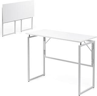 サンワダイレクト 折りたたみデスク コンパクト 幅90×奥行40×高さ70cm 耐荷重20㎏ パソコンデスク 勉強机 折り畳みテーブル ホワイト 100-DESKH081W