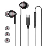 USB-C Wired Earbuds with Microphone, Volume Control, Noise Canceling, Compatible with Samsung Galaxy S24 S23 S22, iPhone 17 16 15 Pro Pro max, Pixel Phones