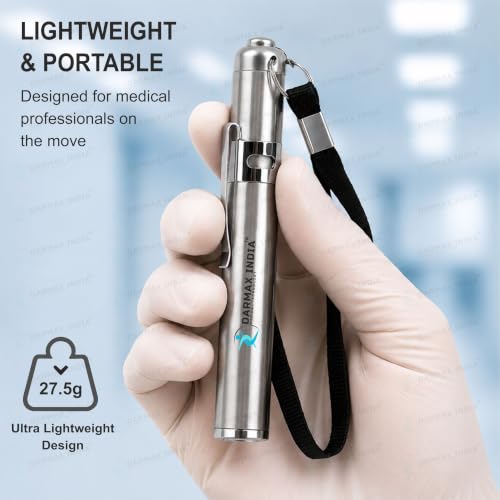 Image of Doctor Pen Torch Bright LED Pocket Torch for Doctors, Nurses & Medical Students - Lightweight Moon Torch for Clinical Use (Silver)