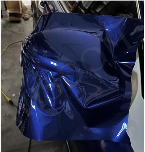 Image of WISDOM Navy Blue Glossy Vinyl Car Wrap Air Release, Self Adhesive, Vehicle wrap Sheet for Automotive Bike DIY Exterior Interior Decoration (Navy Blue Glossy, 20 Inch X 12 Feet)