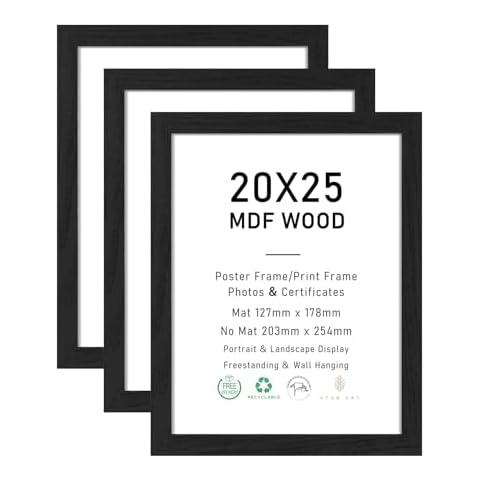 Set of 3 ATOBART Black Picture Frames Cover