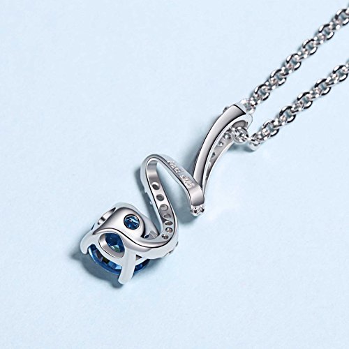 Carleen Sterling Silver Twist London Blue Topaz November Birthstone Pendant Necklaces For Women Girls, Valentine's Day Gifts, Pendant For Daily Life, Gift, Wedding #TOP4