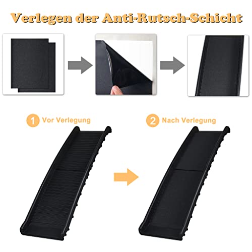 UISEBRT Hunderampe Auto Klappbar Hundetreppe Autorampe Hund Kofferraumrampe für Haustiere Einstiegshilfe, Anti-Rutsch, Robust, bis 90kg, 156 x 40cm, Schwarz