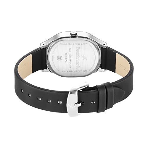 Image of Fastrack Snob X Quartz Analog Black Dial Black Leather Strap Watch for Girls - NS6283SL03