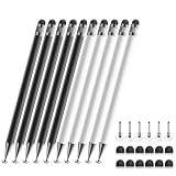 Bopomofo Stylus (10 Pcs), 2-in-1 Stylus Pen for Touchscreen, High Precision and Sensitivity, Suitable for iPhone/ipad/Android Tablets, Compatible with Touch Screens,Black/White