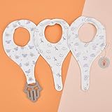 e&f Store Pacifier Holder Baby Bib, Liquid Proof, Snap Fastener and Adjustable Bib, Super Absorbent Drooling Bib, 100% Cotton Fabric (Triple Baby Bib Pack)