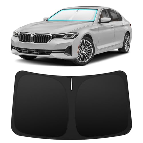 Image of INSAUTO Custom Fit Windshield Sun Shade for BMW 5 Series 2017-2023 | Foldable Front Window Sunshade Car Accessories, UV & Heat Reflector, Keeps Interior Cool, Includes Storage Bag