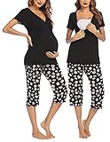 Ekouaer Maternity Pajamas Nursing Pj Sets for Women Flowers Maternity Shorts (Daisy Printed XL)