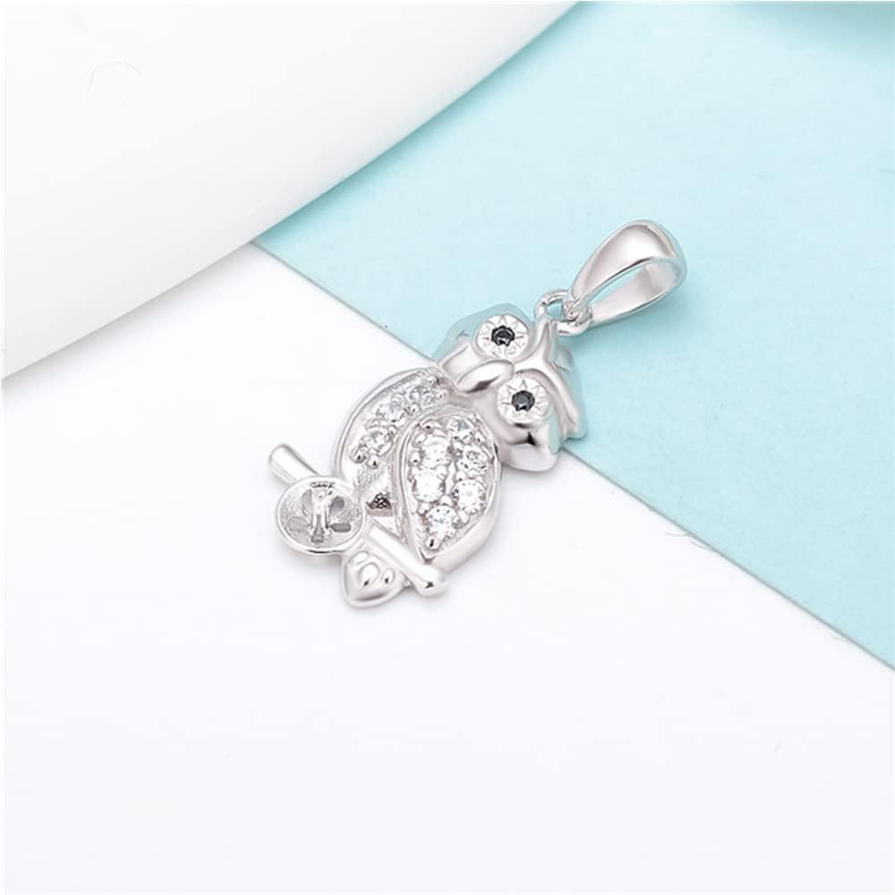 Sterling Silver Owl Cubic Bail Pin Pendant Fitting for Pearl Jewelry, Design Pendant Mount for Women DIY Jewelry Making