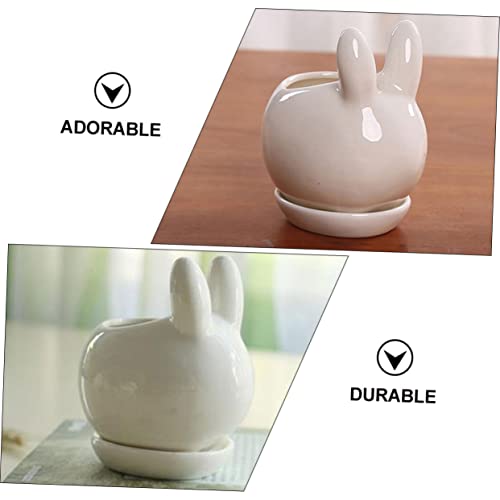 STOBAZA Pote De Coelho Decoração De Mesa De Trabalho Plantador Branco Decoração De Mesa 2 Pçs Planta