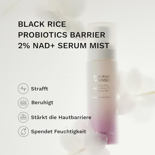 haruharu Wonder Black Rice Probiotics 2% NAD+ Serum-Spray, ultrafeiner Sprühnebel, feuchtigkeitsspendend und aufpolsternd, unterstützt die Hautbarriere, Ceramide, koreanische Hautpflege, vegan, 80 ml