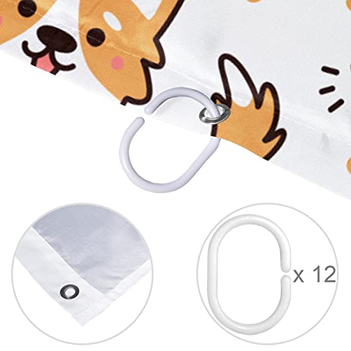 Rideau de douche Corgi avec motif os de chien étanche - 5