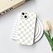 NITITOP Compatible with iPhone 13 Case Cute Aesthetic Checkerboard Checkered Pattern for Women Girl Trendy Slim Fit TPU Silicone Shockproof Full Camera Protection Cover - White