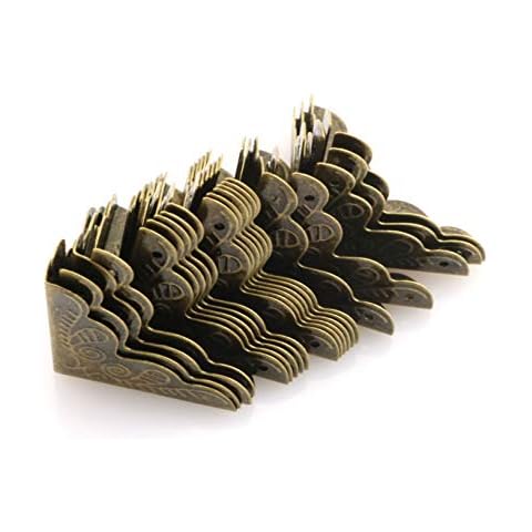 Tegg Box Corner Protector 20PCS Antique Brass Triangle Rattan Carved Wood Case Edge Guard Cover