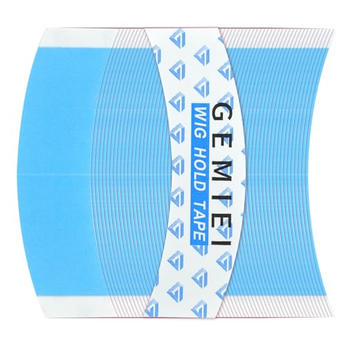 Gemiei 64pcs Lace Wig Tape Double Sided Waterproof Lace Front Tape,Strong Hold Adhesive for C-Shaped Hair Pieces Toupees & Hair Extensions