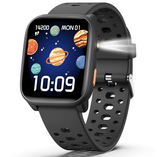 ModaWin Smartwatch Kinder Fitness Tracker Uhr, Digitale Fitnessuhr mit Schrittzähler, 24/7 Puls, IP68 Wasserdicht, Schlaf-Monitor, Wecker, Puzzle-Spiele, 1,83' HD-Touchscreen für Mädchen Jungen 6-16