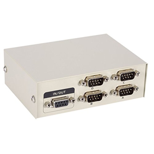 ES-Tune PC Printer DB9 Pin Serial RS232 Switch Box, Metal Housing 4 Ports Manual RS-232 Data Switcher for PC Sharing to Serial Device