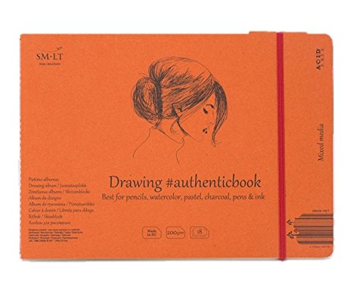 SMLT 5MIXB 18st Authentic Line Stitched 245X176 mm Authenticbook 200 Mixed Media Paper Sketch Pad – 18 Sheets