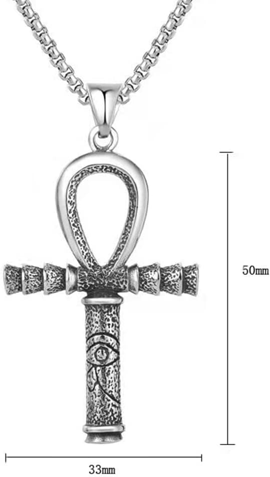 TURTLEDOVE Large Ankh Cross Pendant - Ancient Egyptian Hieroglyphic Symbol - Stainless Steel Necklace of Amulet - Image 2