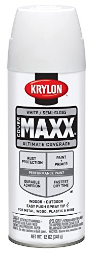 Krylon K09181007 COVERMAXX Spray Paint, Semigloss White, 12 Ounce
