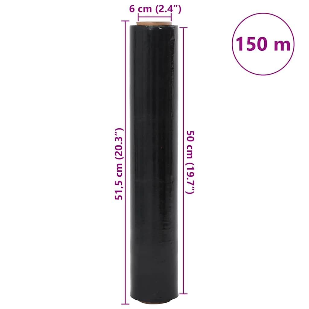 vidaXL Film Estensibile 6 pz Nero 23 μm 50 cm x 150 m, pellicola da avvolgimento, pellicola da imballaggio per mobili, pellicola per avvolgimento