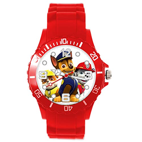 Montre à quartz silicone rouge Patrouille bracelet enfant aiguilles lisibles