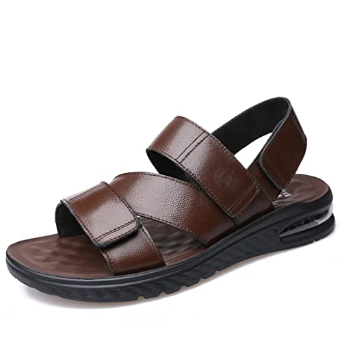 Man Sandals Split Leather Beach Shoes Comfort Casual Shoes Outdoor Non-Slip Men Shoes Breathable Footwear(42)