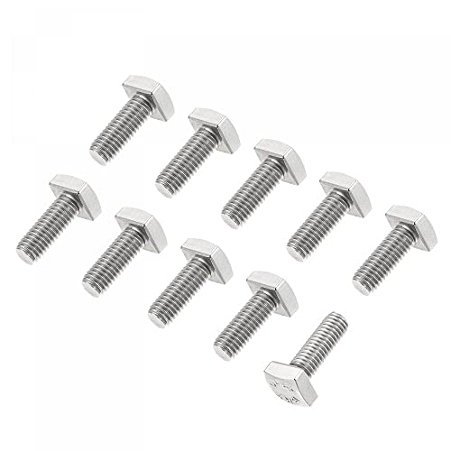 Image of uxcell Square Head Bolt, 10pcs M5x12mm Fully Thread 304 Stainless Steel Grade C Square Machine Screws