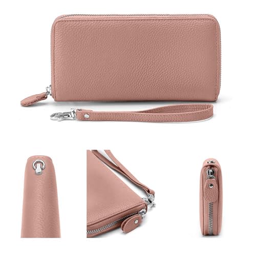 Image of Womens Wallet RFID Blocking Genuine Leather Zip Around Wallet Clutch Wristlet Travel Long Purse for Women