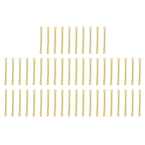 PATIKIL Brass Bar Links for Jewelry Making 50 Pcs 20mm/0.79" Stick Strip Earring Connectors 2 Hole for Earring Necklace Bracelet DIY Golden