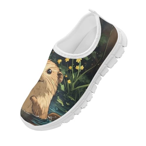 Capybara Shoes for Girls Breathable Mesh Walking Sneakers Comfort Low Top Tennis Shoes Athletic Shoe