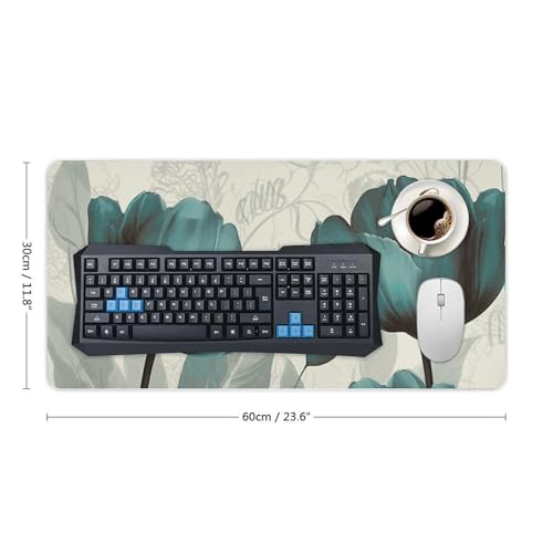 Desk Pad Protector 24x12 Inch Extended Flower Keyboard Mouse Mat miniatura 2