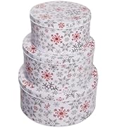 TUSIMI Cookies Jars,Tins with Lids,Set of 3, Christmas Festive Cookie Tins for Gift Giving & Holi...