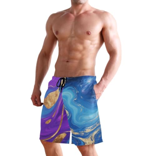 Short de bain élastique pour homme bleu et doré long de 22,9 cm - 6