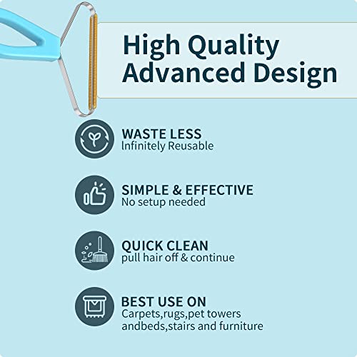 Fluotine BLUE01 Pet Hair Remover,Cleaner Pro Pet Hair,Lint Remover For Couch,Lint Shaver/ Cleaner,Carpet Rake,Fabric Shaver thumb #4