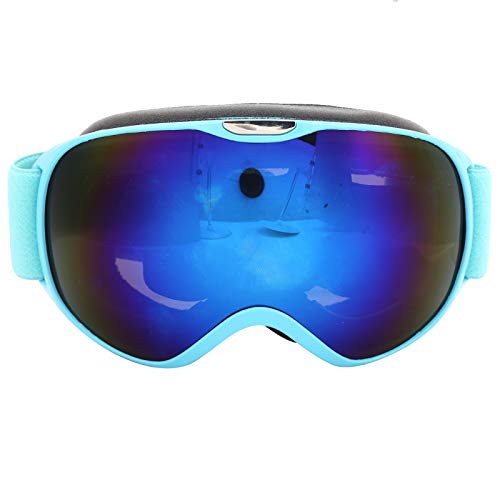 Sxhlseller Lunettes de Ski, pour Enfants Filles Garçons, Lunettes de Snowboard de Neige Réglables, Protection UV Antibuée Coupe-Vent, Lentille en PC à Double Couche, pour Porter des Lunettes (Bleu) Cover