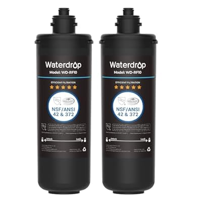 Waterdrop RF10 Replacement Filter Cartridge for 10UA/10UB Under Sink Water Filter, Reduces PFAS, PFOA/PFOS, Lead, Chlorine, Bad Taste & Odor, NSF/ANSI 42 Certified, 11K Gallons High Capacity, 2 PACK