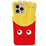 Soft Silicone Case for Apple iPhone 14 Pro Max 6.7 2022 French Fries Smile Face Food 3D Cartoon Cute Lovely Funny Fun Cool Creative Unisex Boys Girls Kids