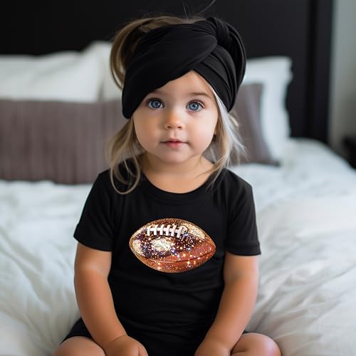 Faux Glitter Football Graphic Shirt for Toddlers and Girls Cute Girly Football Season Tee2